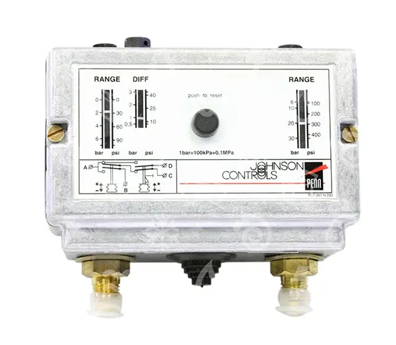presostat Johnson Controls, kombinovaný, P78MCA-9300, -0,5 - 7,0 , 3,0 - 30,0 , diference 0,6 - 3,0 , 3 fix, man., šroub 1/4